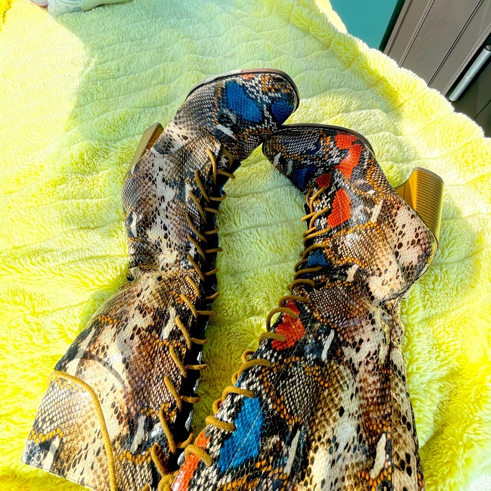 Snakeskin multi color riding boot size 8